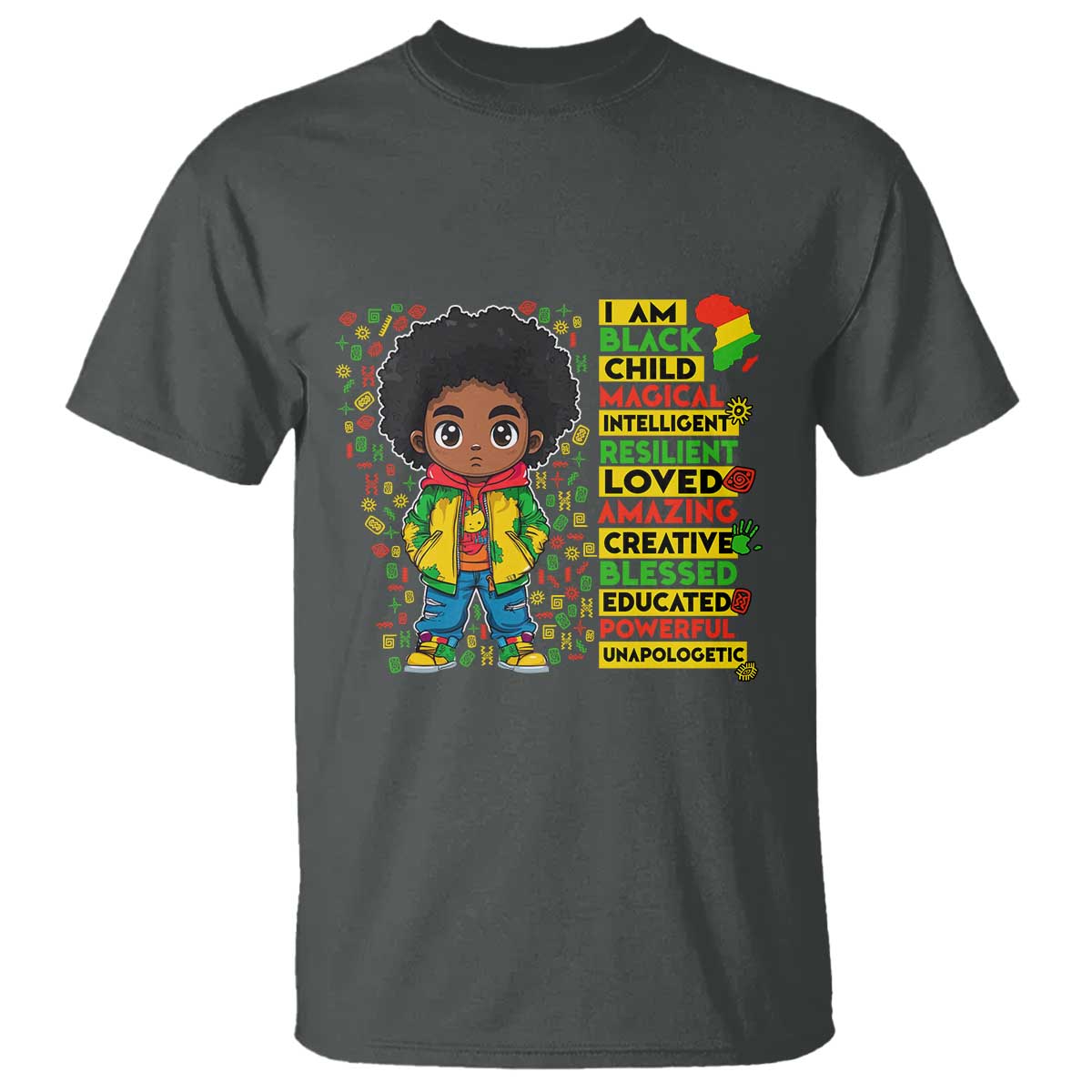 I Am Black Child Afro Boy T Shirt African American Pride Black History Month
