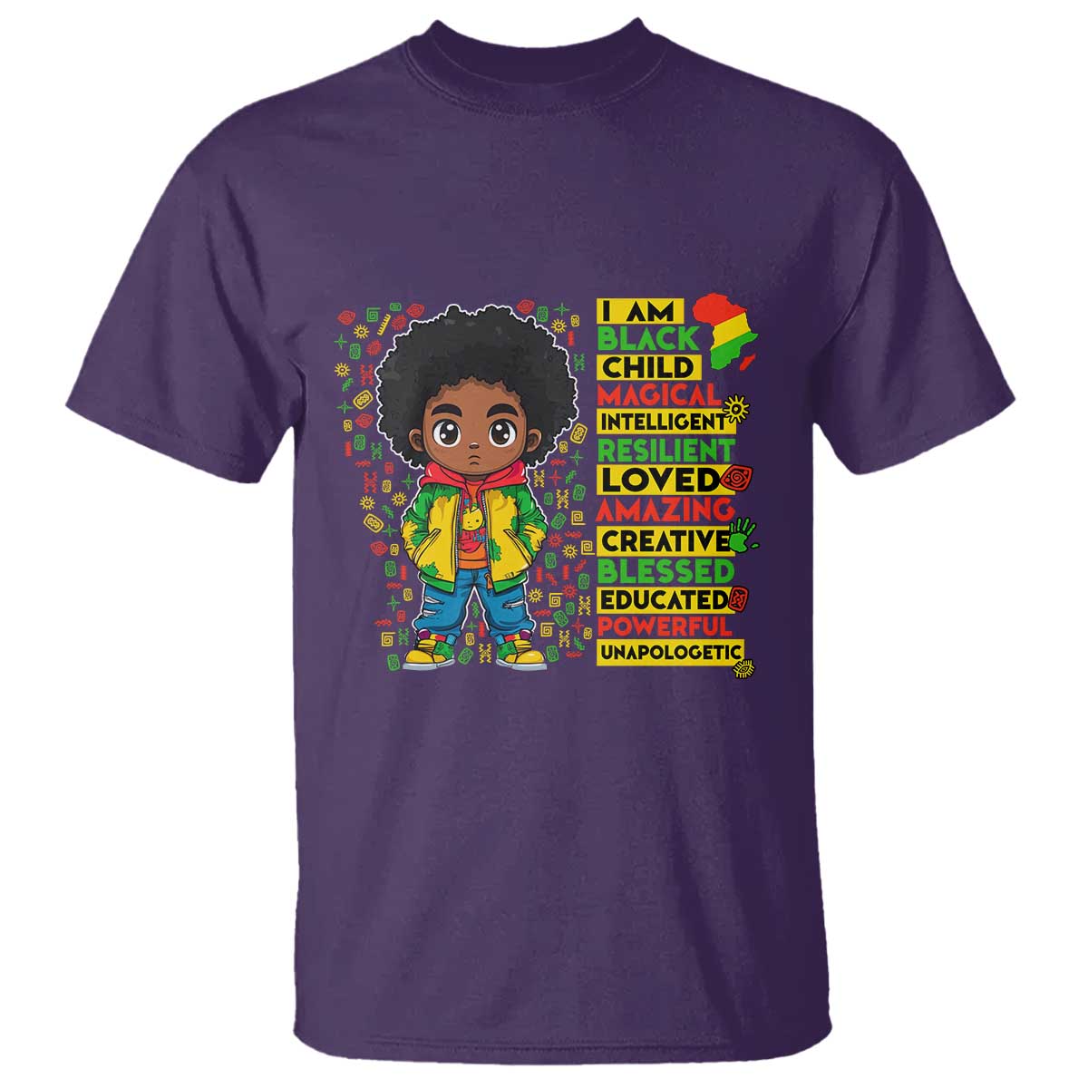 I Am Black Child Afro Boy T Shirt African American Pride Black History Month