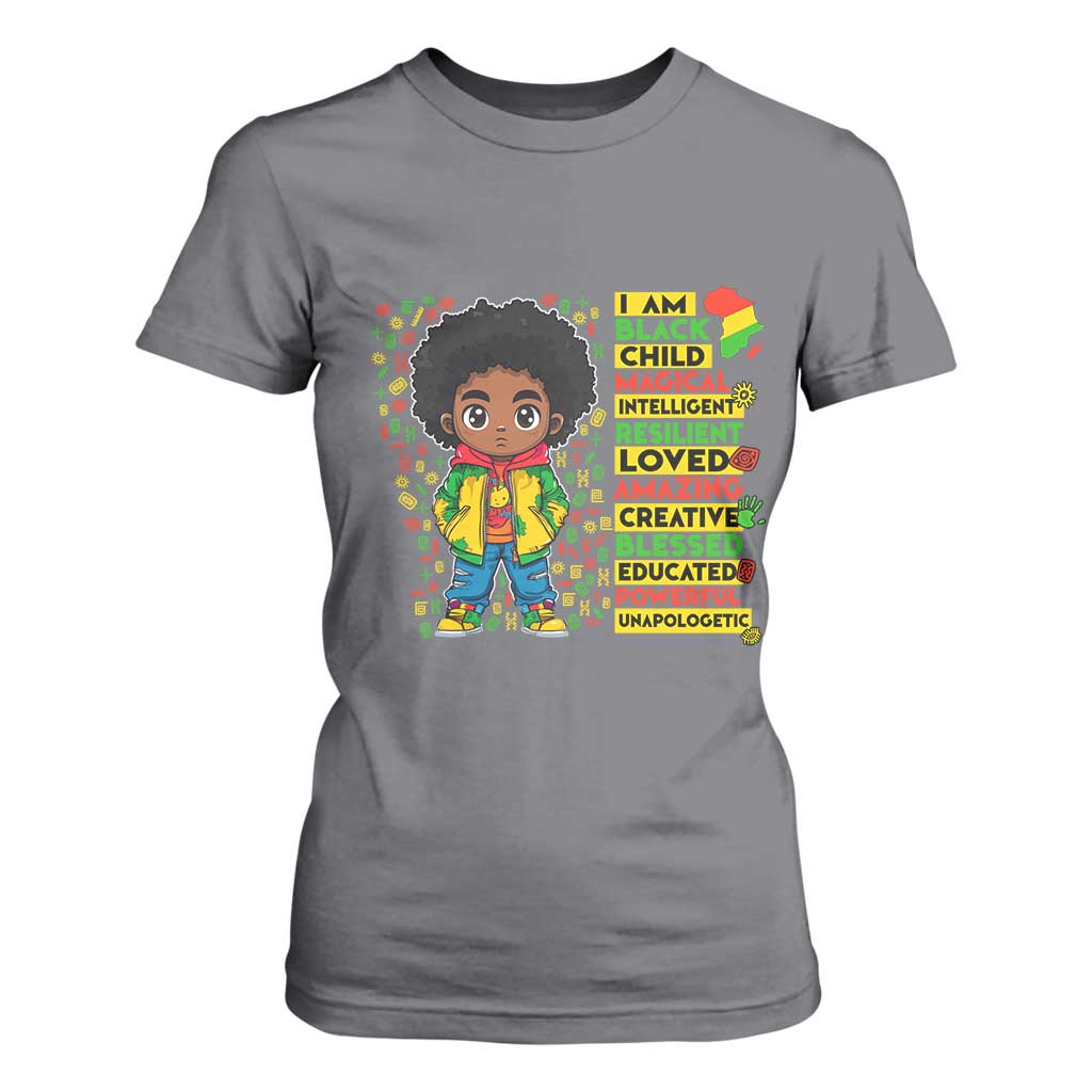 I Am Black Child Afro Boy T Shirt For Women African American Pride Black History Month