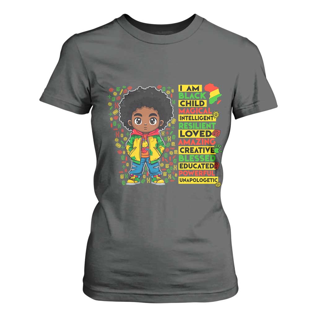 I Am Black Child Afro Boy T Shirt For Women African American Pride Black History Month