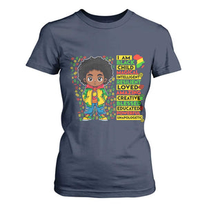 I Am Black Child Afro Boy T Shirt For Women African American Pride Black History Month