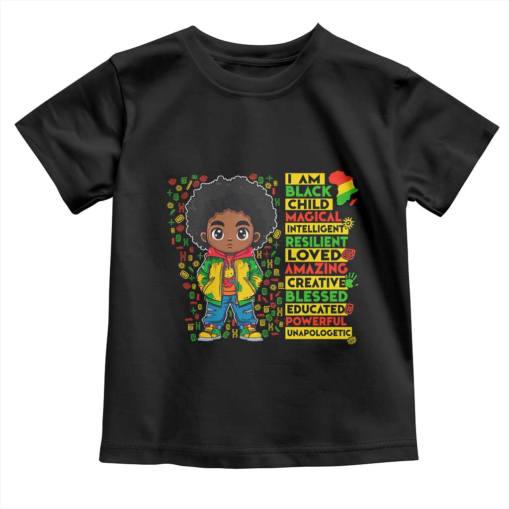 I Am Black Child Afro Boy Toddler T Shirt African American Pride Black History Month