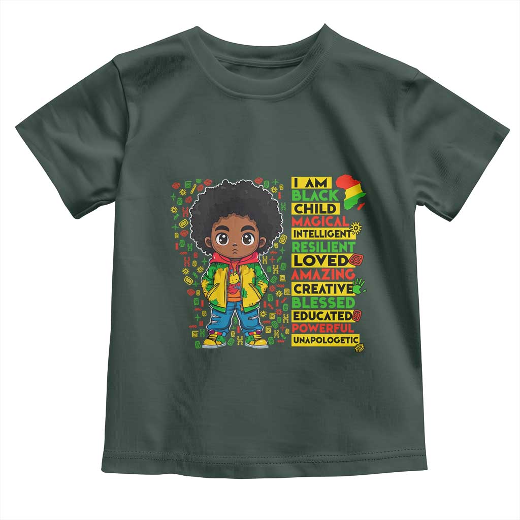 I Am Black Child Afro Boy Toddler T Shirt African American Pride Black History Month