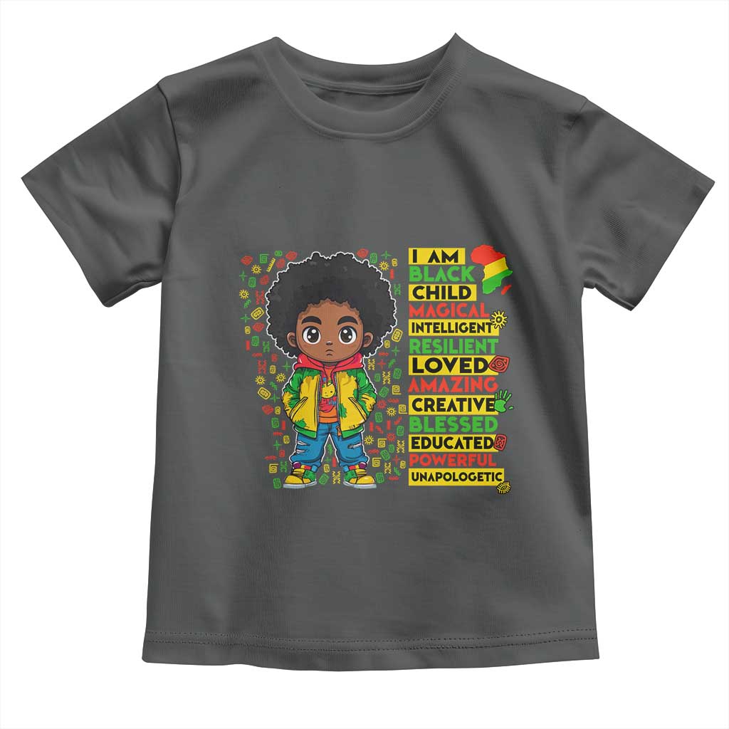 I Am Black Child Afro Boy Toddler T Shirt African American Pride Black History Month