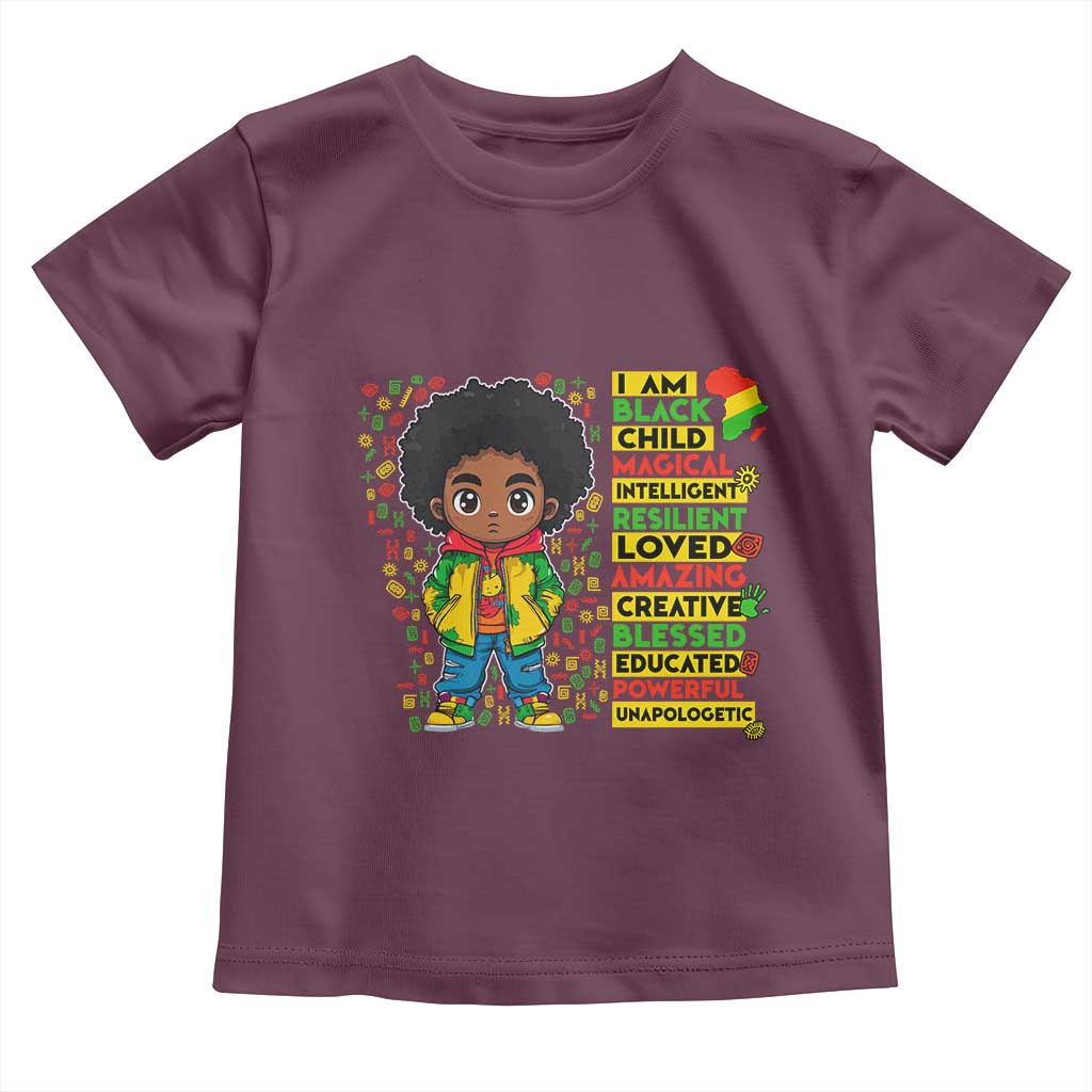 I Am Black Child Afro Boy Toddler T Shirt African American Pride Black History Month