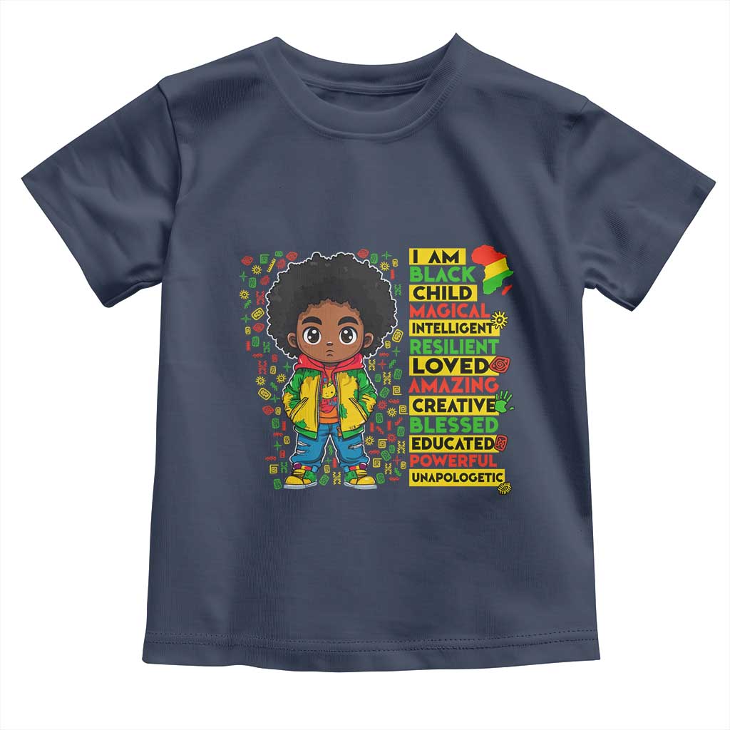 I Am Black Child Afro Boy Toddler T Shirt African American Pride Black History Month