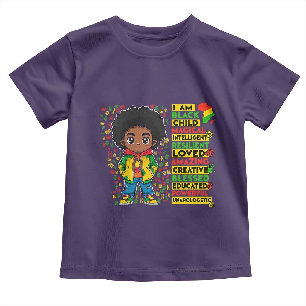 I Am Black Child Afro Boy Toddler T Shirt African American Pride Black History Month