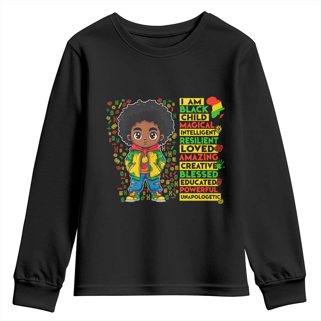 I Am Black Child Afro Boy Youth Sweatshirt African American Pride Black History Month
