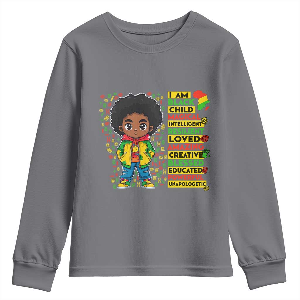 I Am Black Child Afro Boy Youth Sweatshirt African American Pride Black History Month