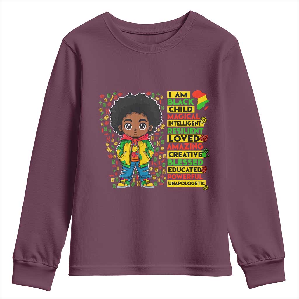 I Am Black Child Afro Boy Youth Sweatshirt African American Pride Black History Month
