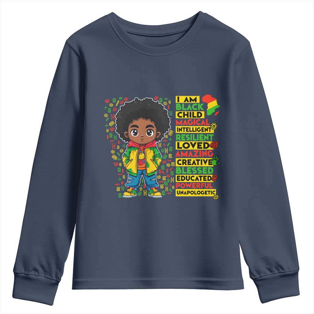 I Am Black Child Afro Boy Youth Sweatshirt African American Pride Black History Month