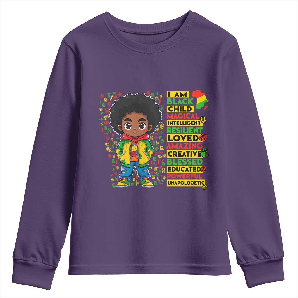 I Am Black Child Afro Boy Youth Sweatshirt African American Pride Black History Month