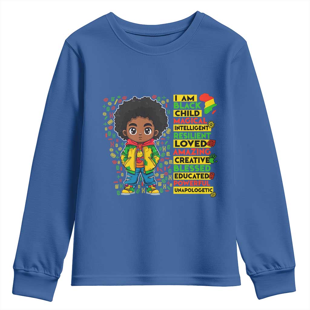 I Am Black Child Afro Boy Youth Sweatshirt African American Pride Black History Month
