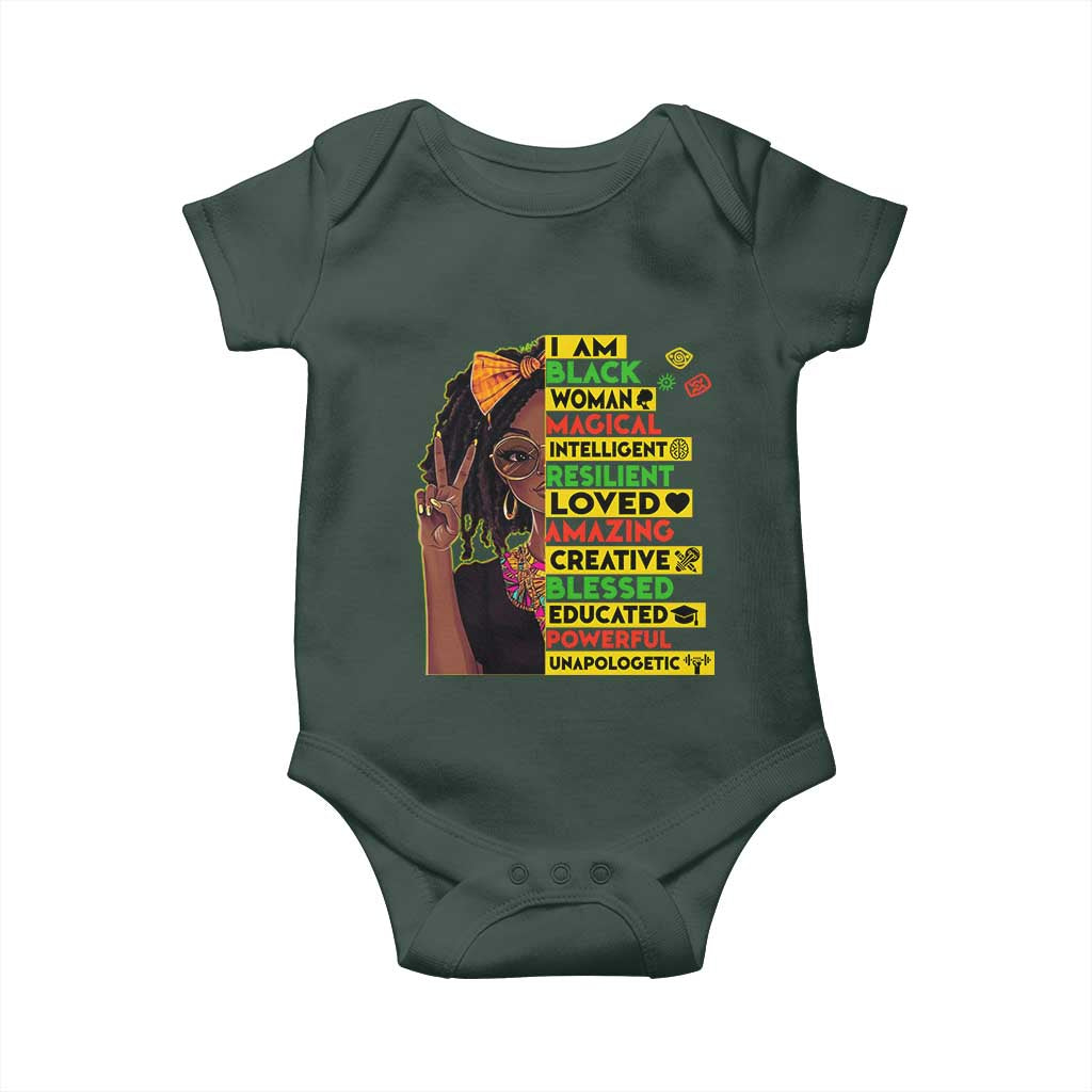 I Am Black Woman With Locd Baby Onesie African Pride Black History Month
