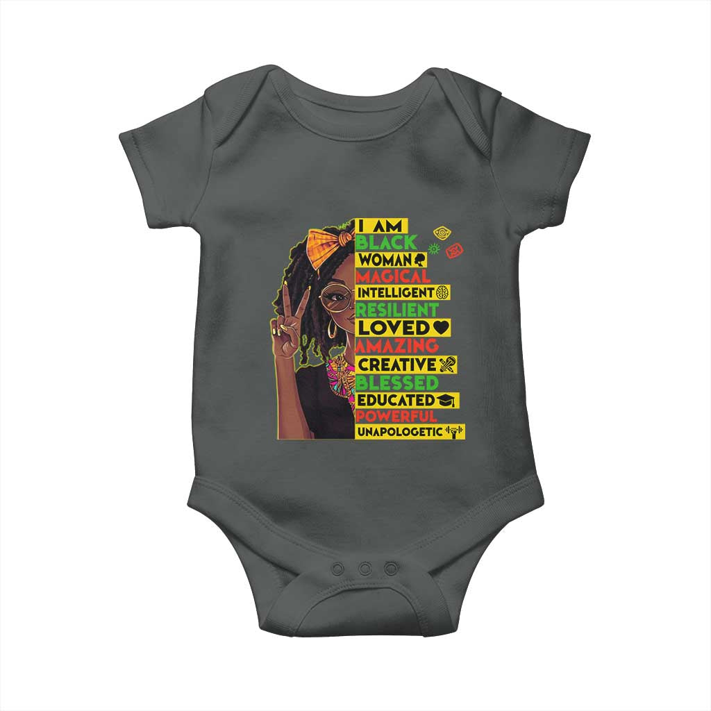 I Am Black Woman With Locd Baby Onesie African Pride Black History Month