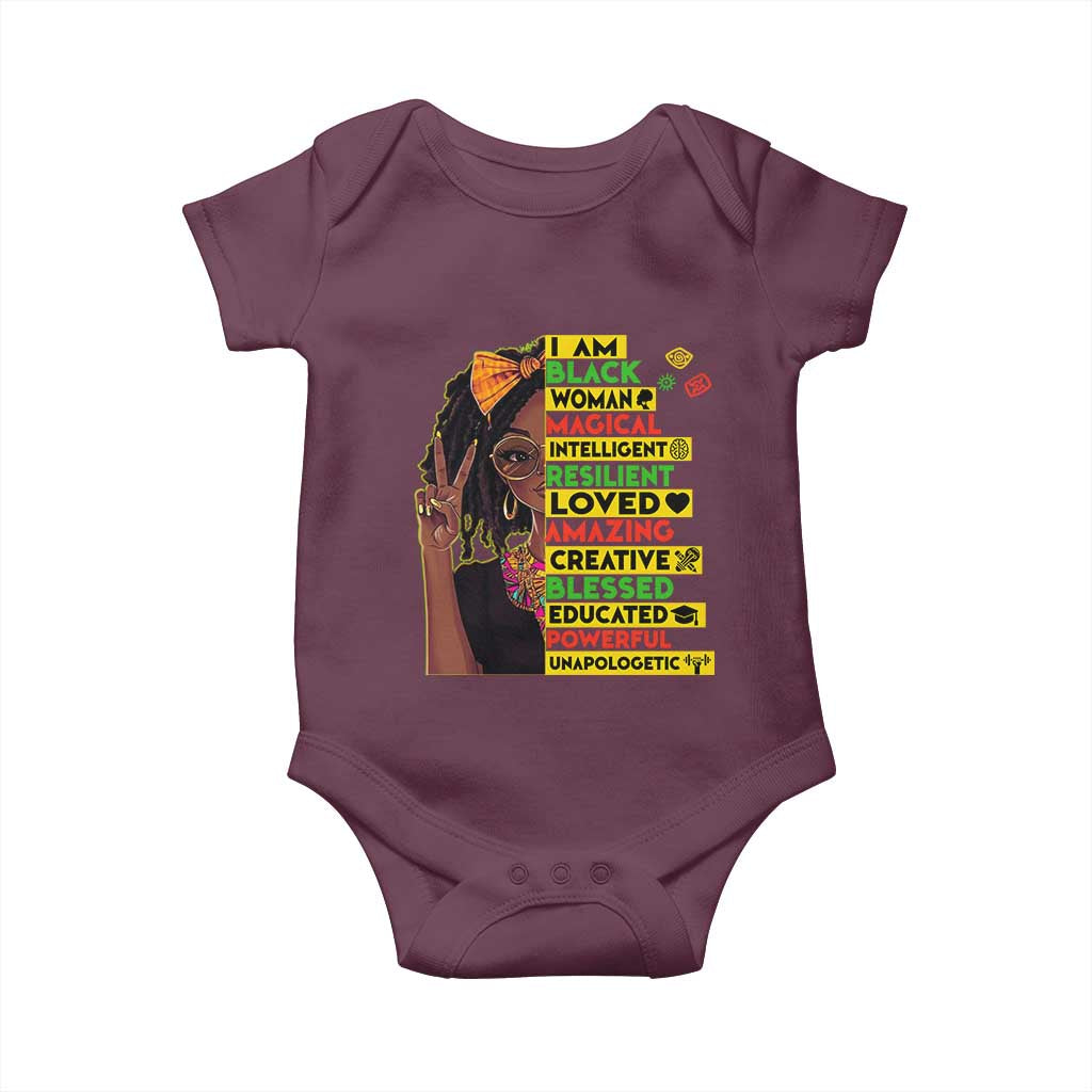 I Am Black Woman With Locd Baby Onesie African Pride Black History Month