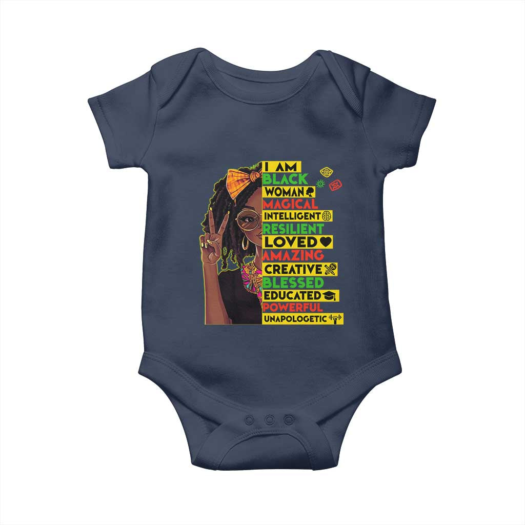 I Am Black Woman With Locd Baby Onesie African Pride Black History Month