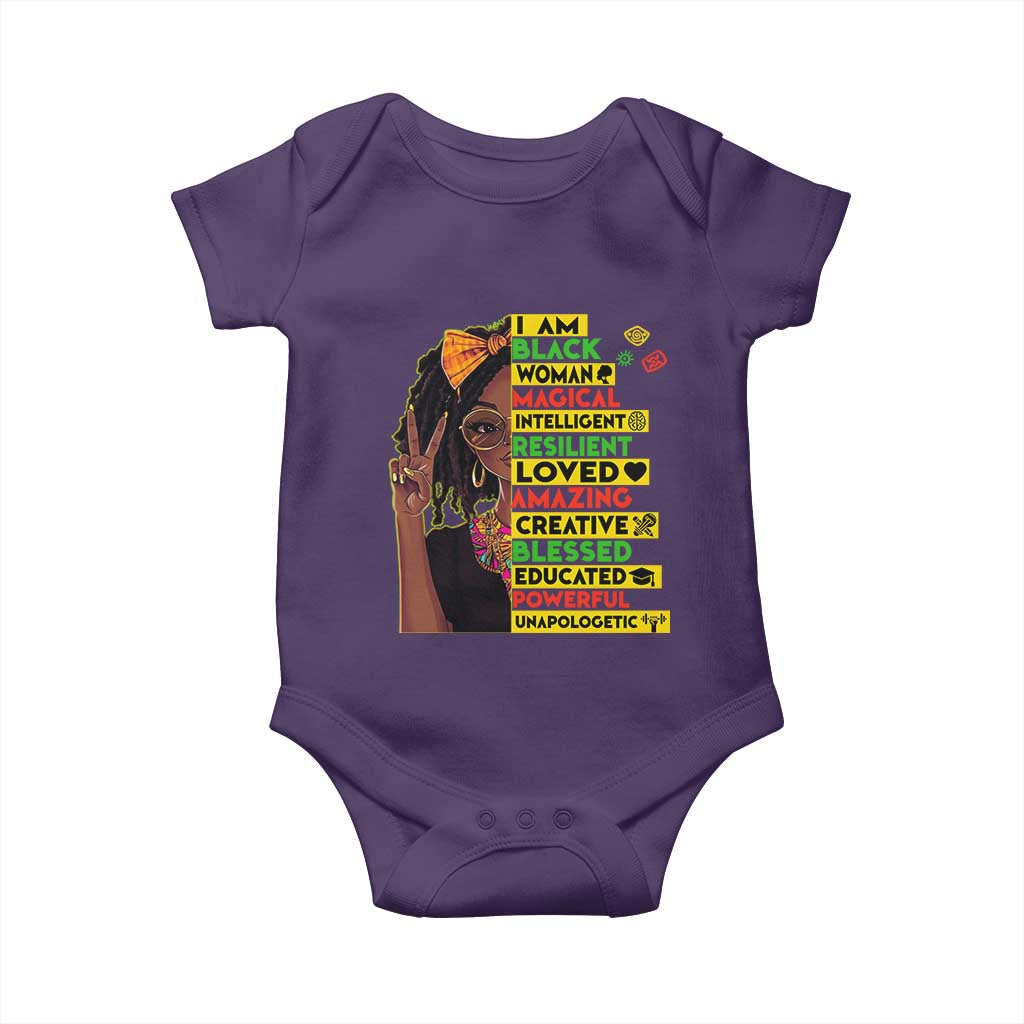 I Am Black Woman With Locd Baby Onesie African Pride Black History Month