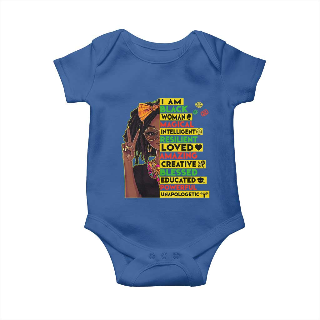 I Am Black Woman With Locd Baby Onesie African Pride Black History Month