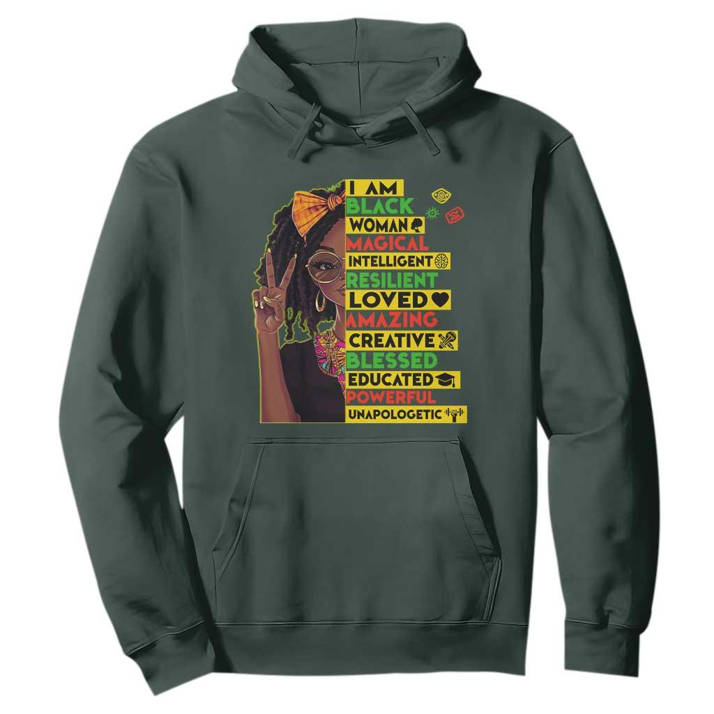 I Am Black Woman With Locd Hoodie African Pride Black History Month