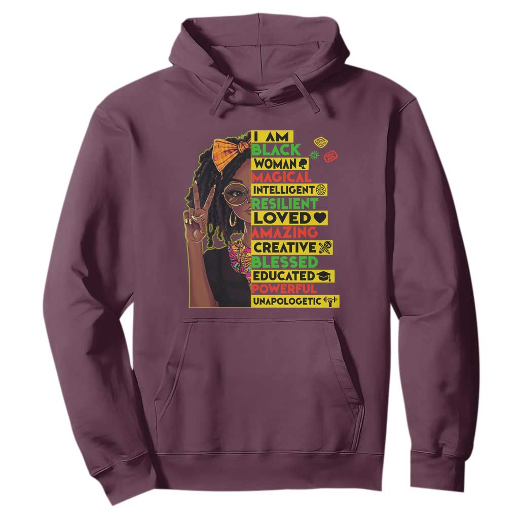 I Am Black Woman With Locd Hoodie African Pride Black History Month