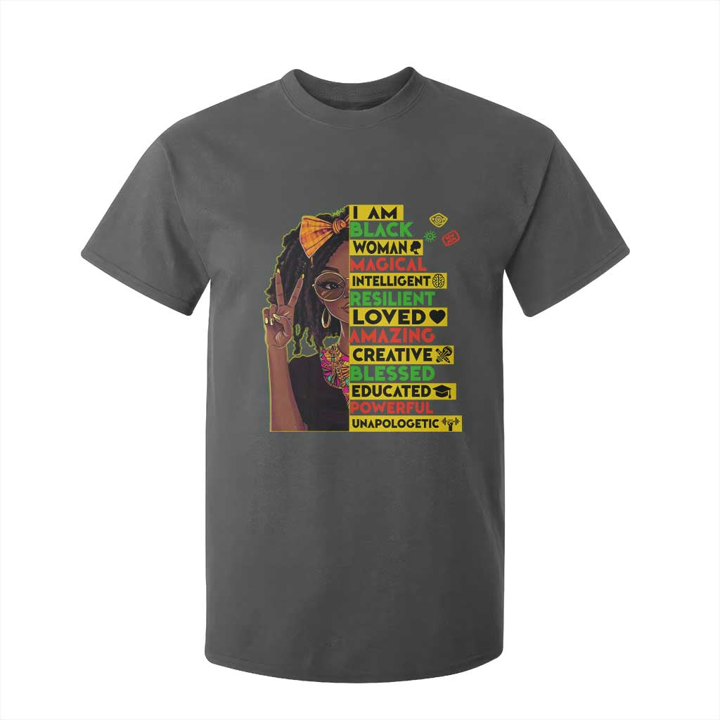 I Am Black Woman With Locd T Shirt For Kid African Pride Black History Month