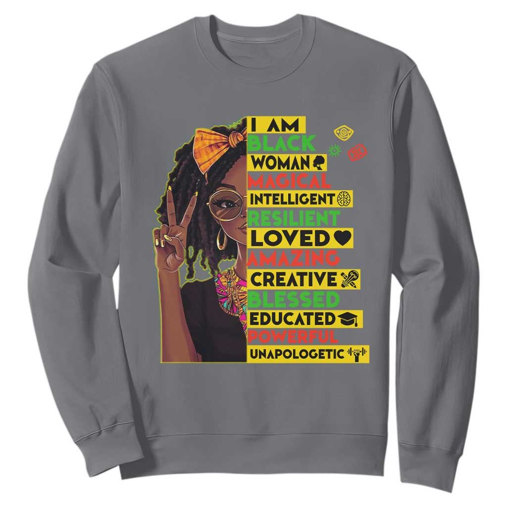 I Am Black Woman With Locd Sweatshirt African Pride Black History Month