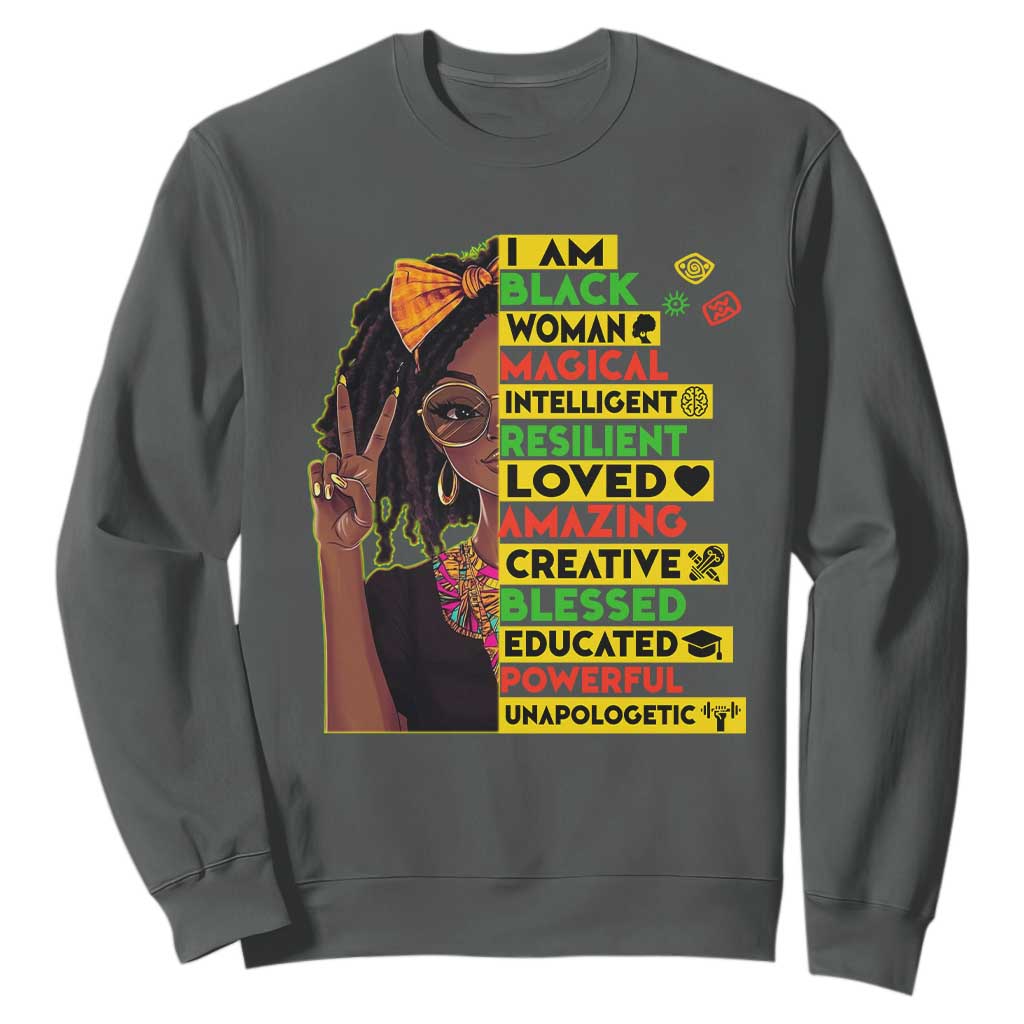 I Am Black Woman With Locd Sweatshirt African Pride Black History Month