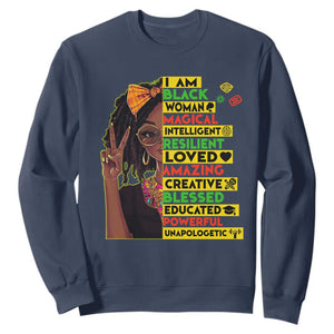 I Am Black Woman With Locd Sweatshirt African Pride Black History Month