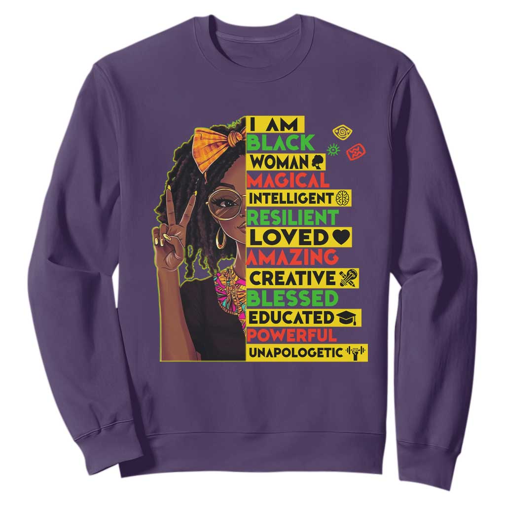 I Am Black Woman With Locd Sweatshirt African Pride Black History Month