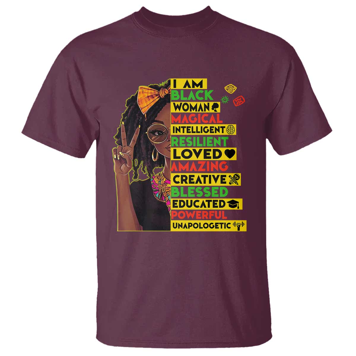 I Am Black Woman With Locd T Shirt African Pride Black History Month