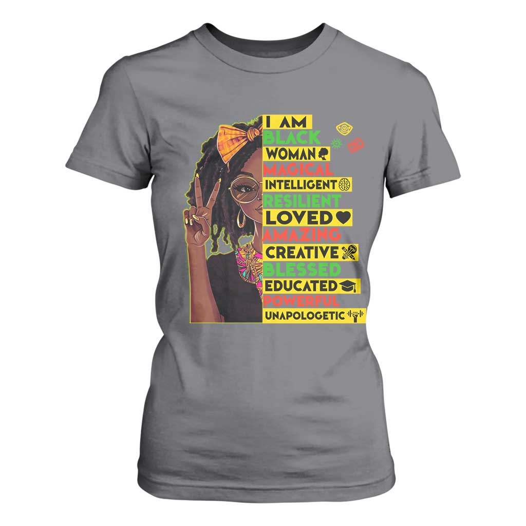 I Am Black Woman With Locd T Shirt For Women African Pride Black History Month