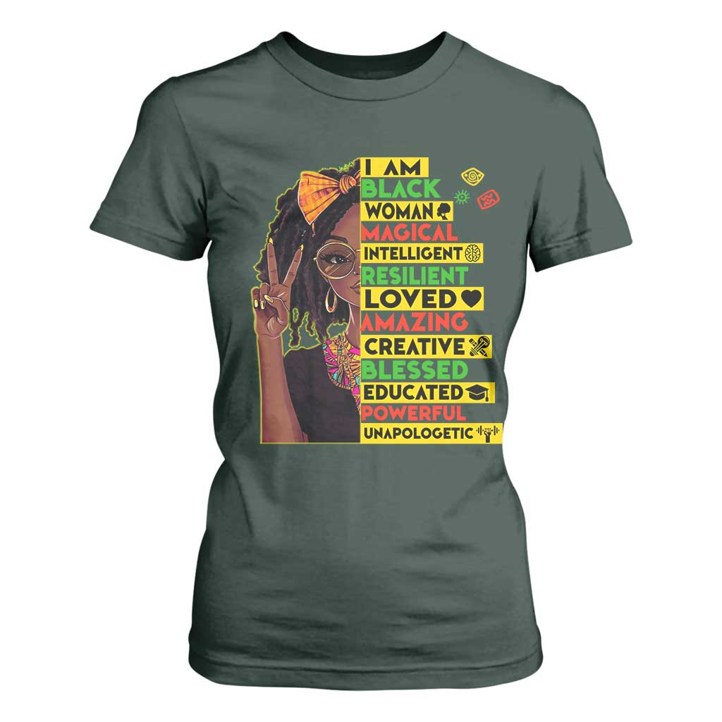 I Am Black Woman With Locd T Shirt For Women African Pride Black History Month