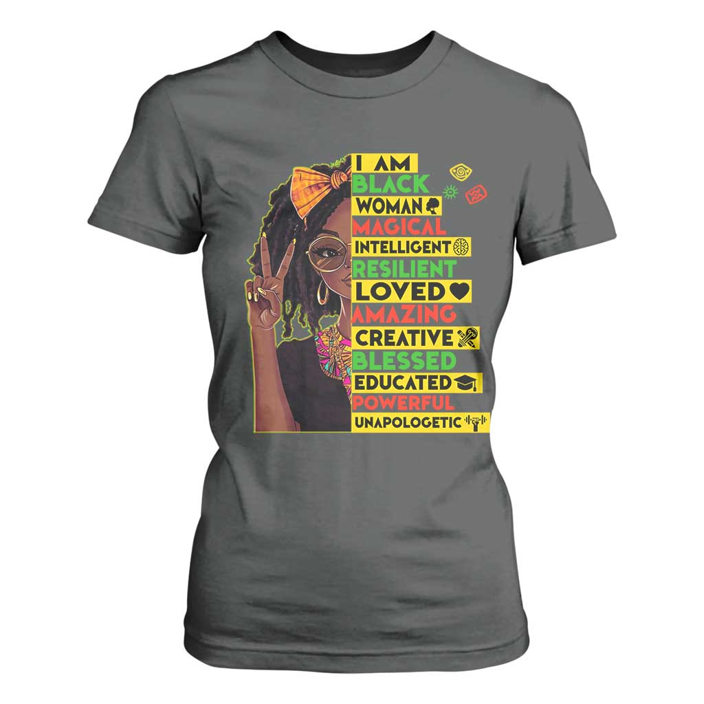 I Am Black Woman With Locd T Shirt For Women African Pride Black History Month