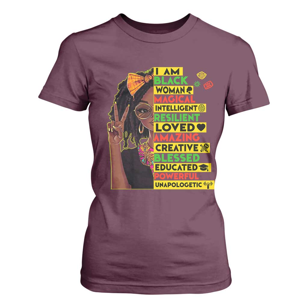 I Am Black Woman With Locd T Shirt For Women African Pride Black History Month