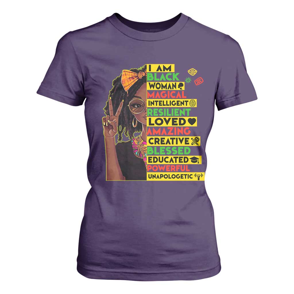 I Am Black Woman With Locd T Shirt For Women African Pride Black History Month
