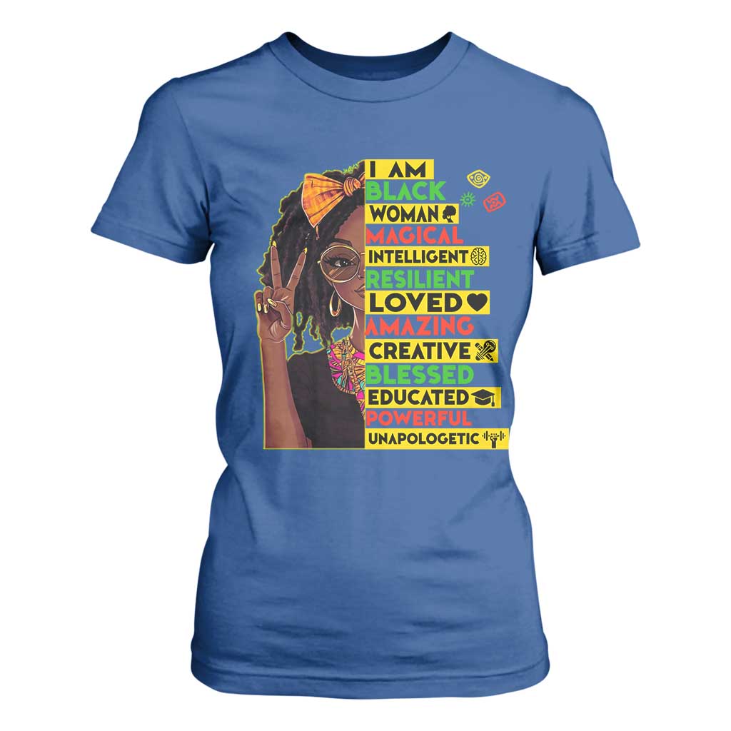 I Am Black Woman With Locd T Shirt For Women African Pride Black History Month