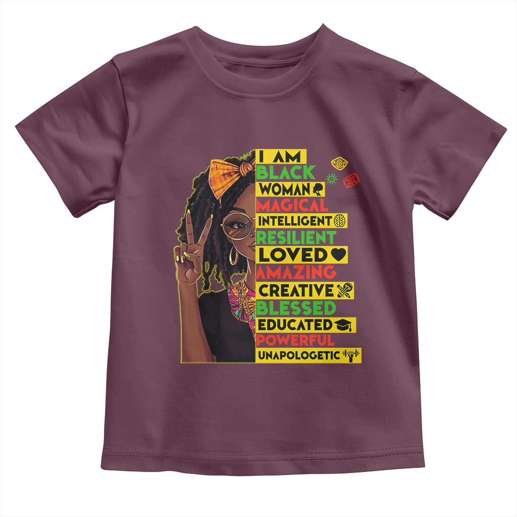 I Am Black Woman With Locd Toddler T Shirt African Pride Black History Month