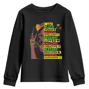 I Am Black Woman With Locd Youth Sweatshirt African Pride Black History Month