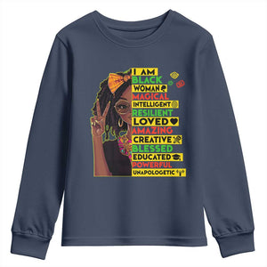 I Am Black Woman With Locd Youth Sweatshirt African Pride Black History Month