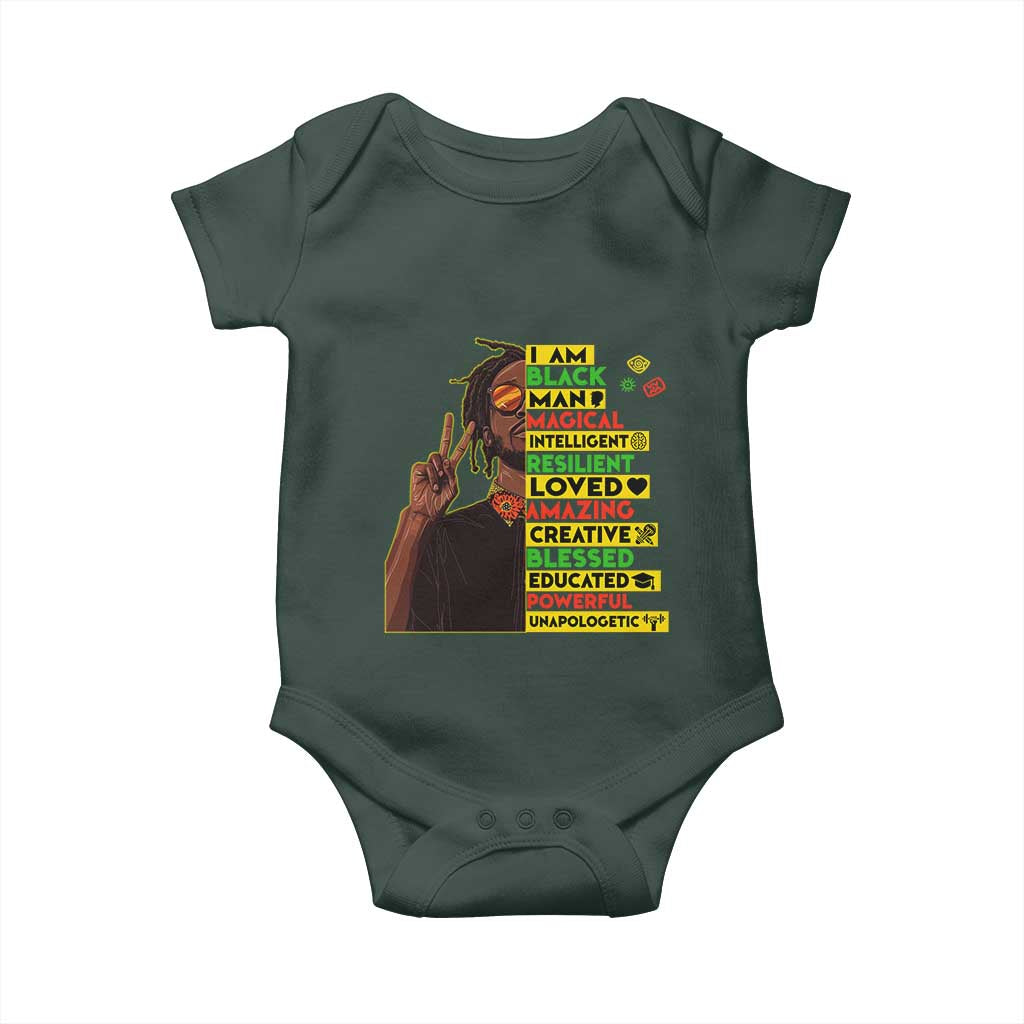 I Am Black Man With Locd Baby Onesie Cool African Pride Black History Month