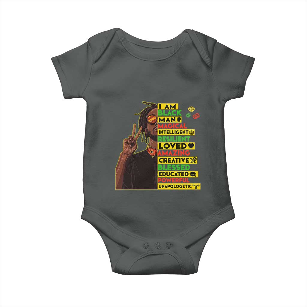 I Am Black Man With Locd Baby Onesie Cool African Pride Black History Month