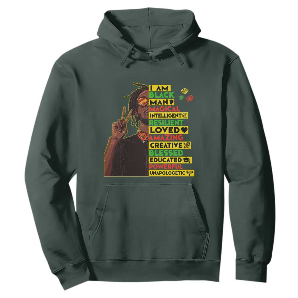I Am Black Man With Locd Hoodie Cool African Pride Black History Month