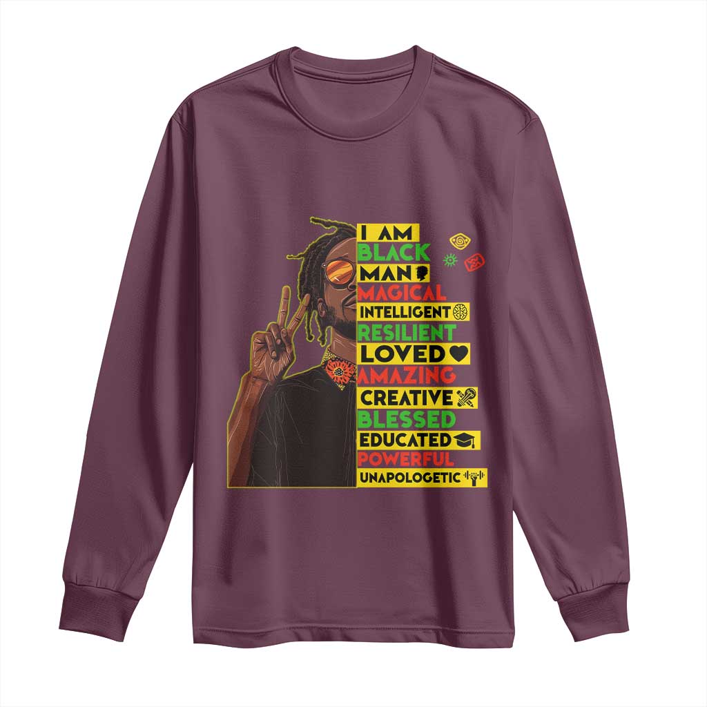 I Am Black Man With Locd Long Sleeve Shirt Cool African Pride Black History Month