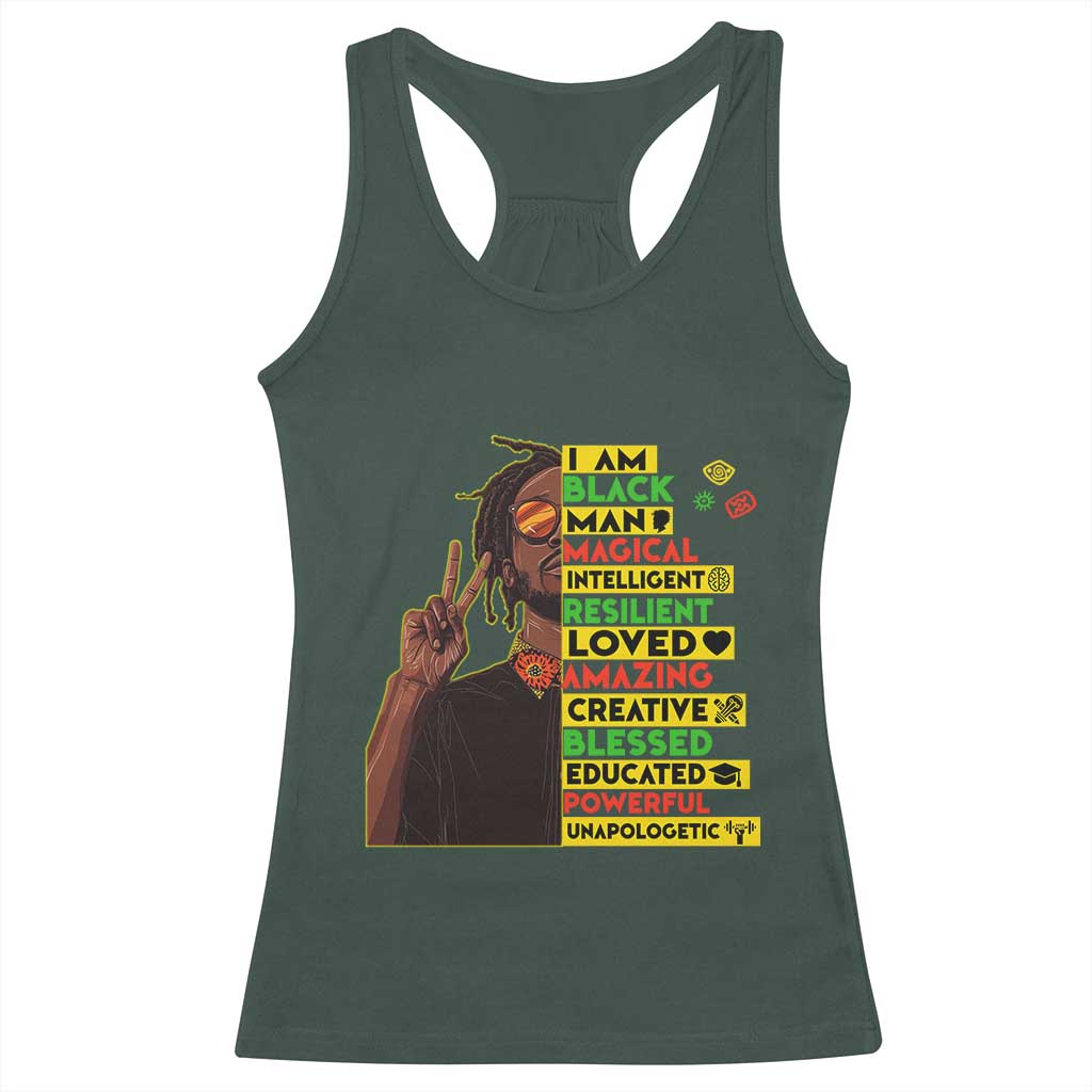 I Am Black Man With Locd Racerback Tank Top Cool African Pride Black History Month