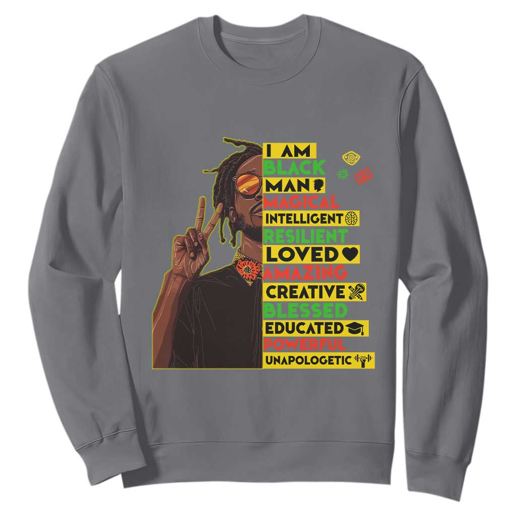 I Am Black Man With Locd Sweatshirt Cool African Pride Black History Month