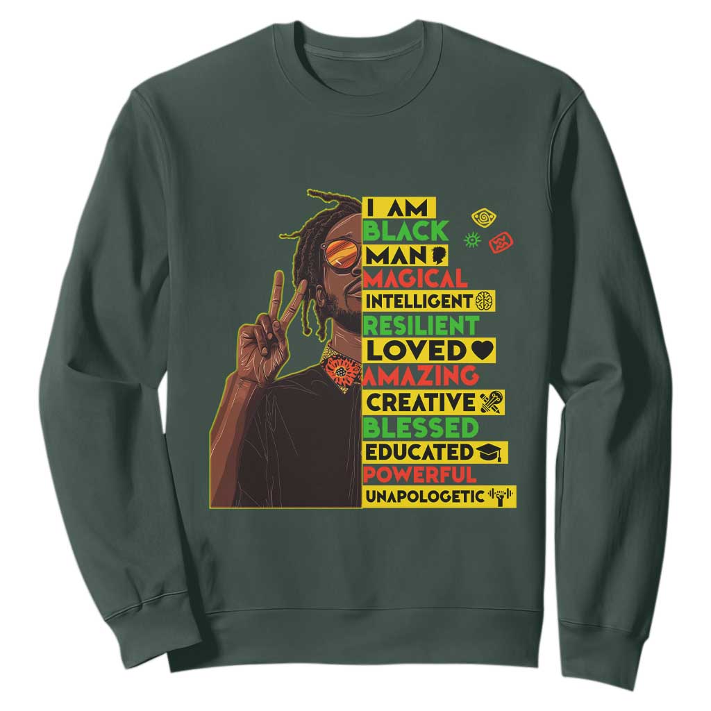 I Am Black Man With Locd Sweatshirt Cool African Pride Black History Month