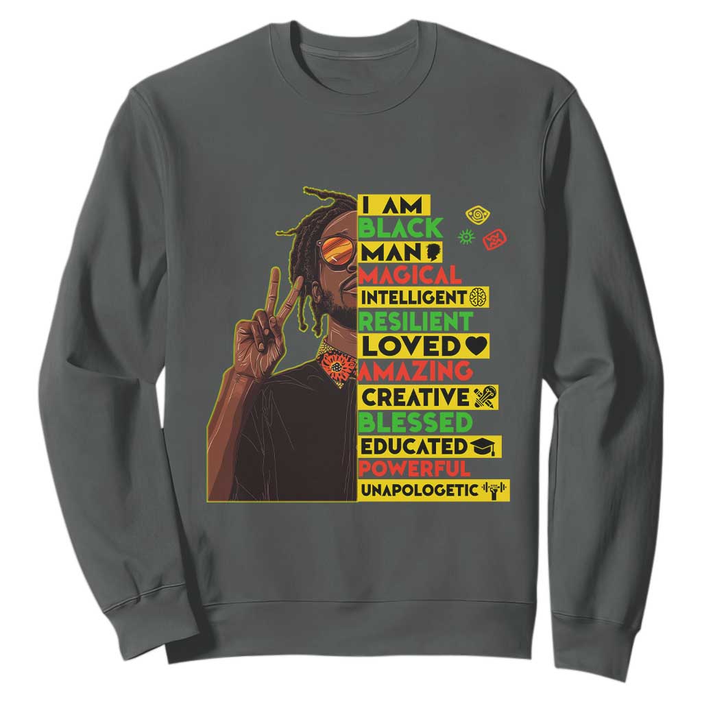 I Am Black Man With Locd Sweatshirt Cool African Pride Black History Month