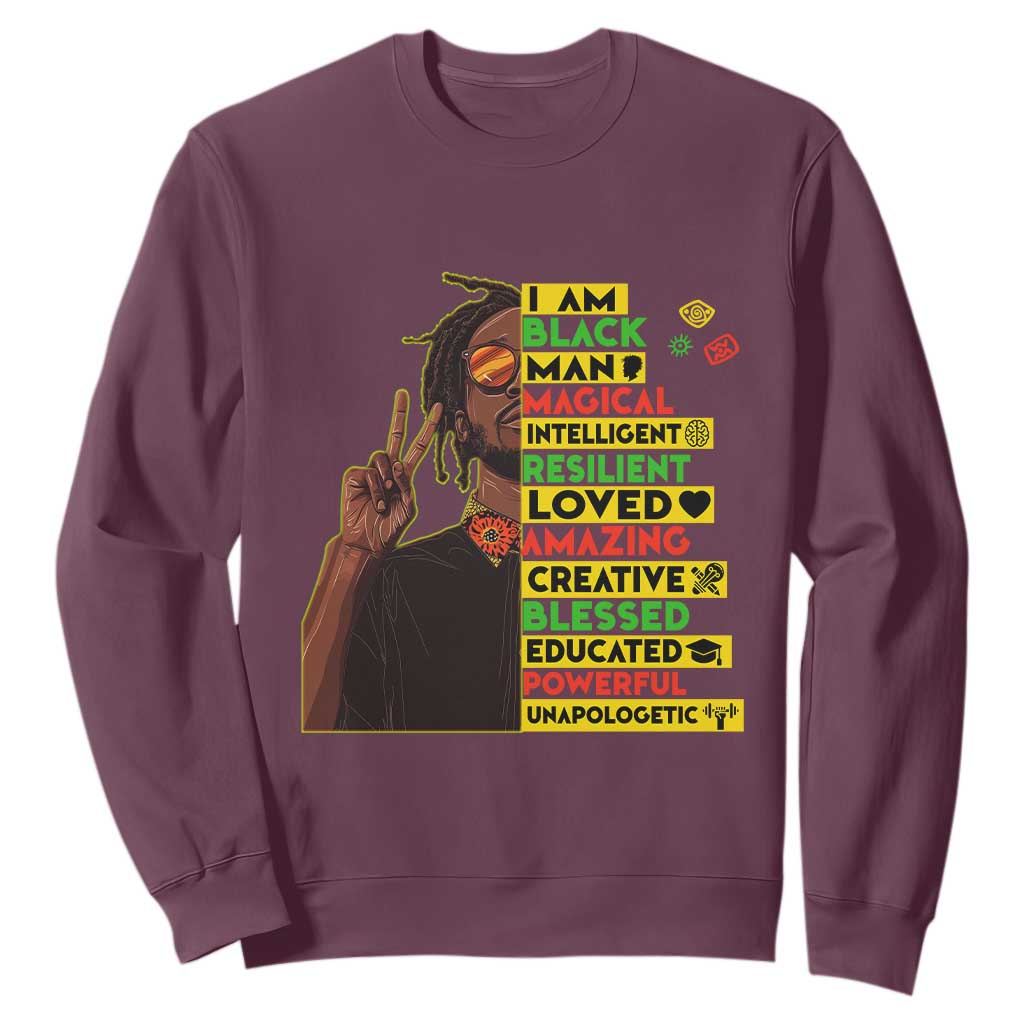 I Am Black Man With Locd Sweatshirt Cool African Pride Black History Month