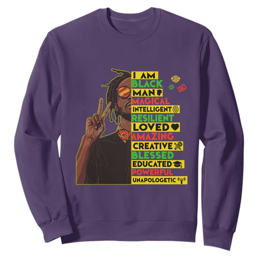 I Am Black Man With Locd Sweatshirt Cool African Pride Black History Month